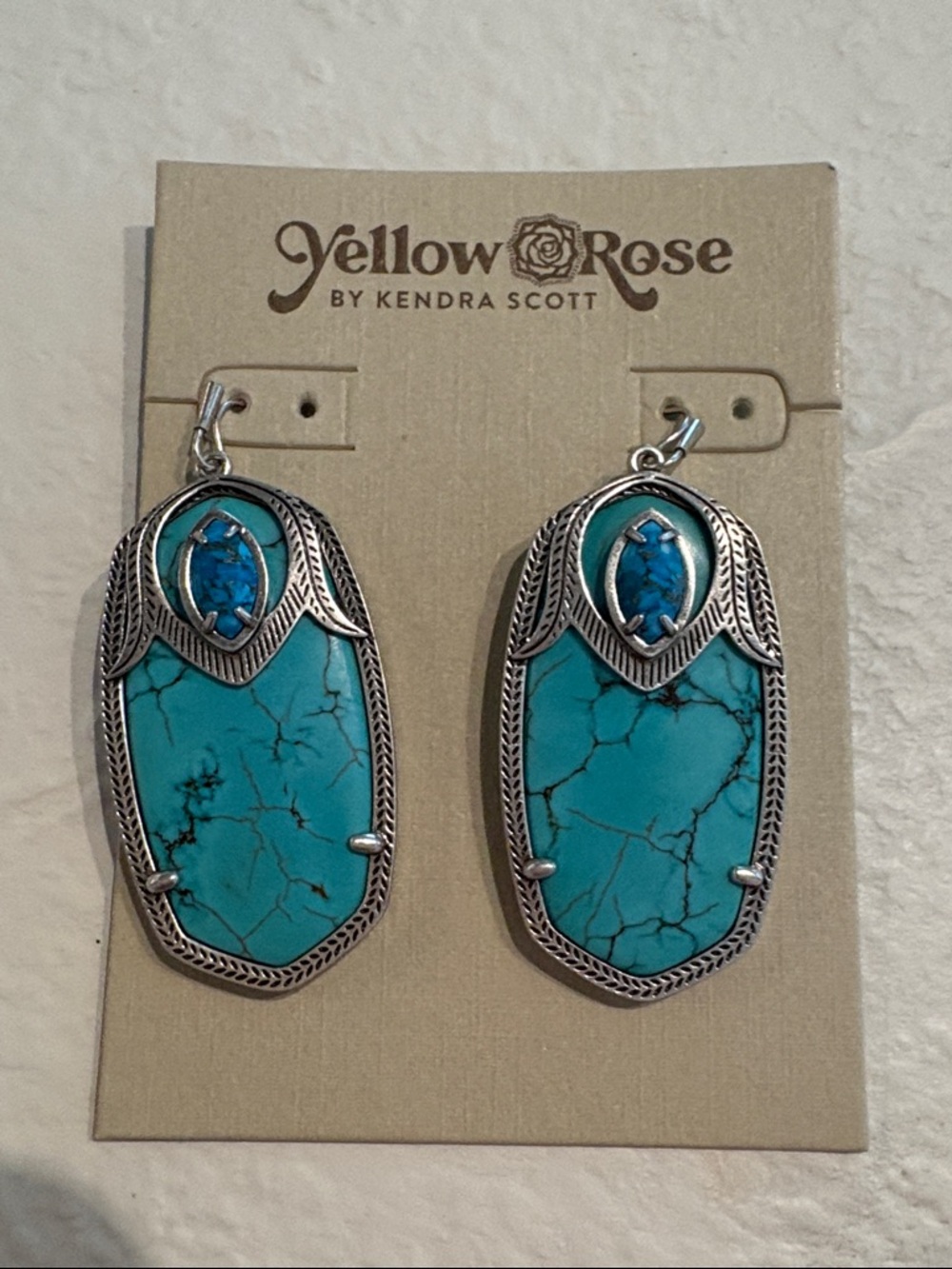 Kendra Scott Darby Turquoise Drop Earrings - Silver Setting